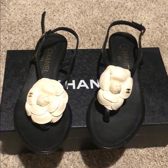 Chanel flower flip flops Clearance